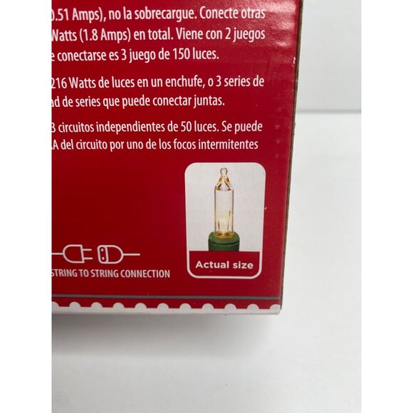 Holiday Time 300 Clear Mini Lights Green Wire 64.15FT Indoor Outdoor Wedding - Picture 3 of 4